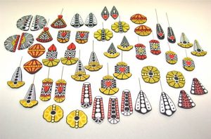 Red,Yellow,Black & White Earrings